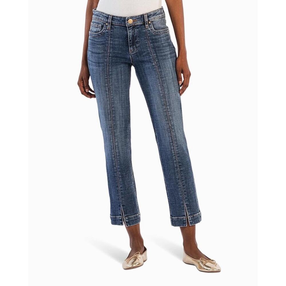 Kut From The Kloth NEW Stevie Split Hem Mid Rise Straight Leg Jeans Size 0